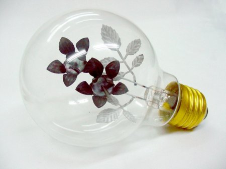 Lmpara luminiscente de nen con electrodos en forma de flores.